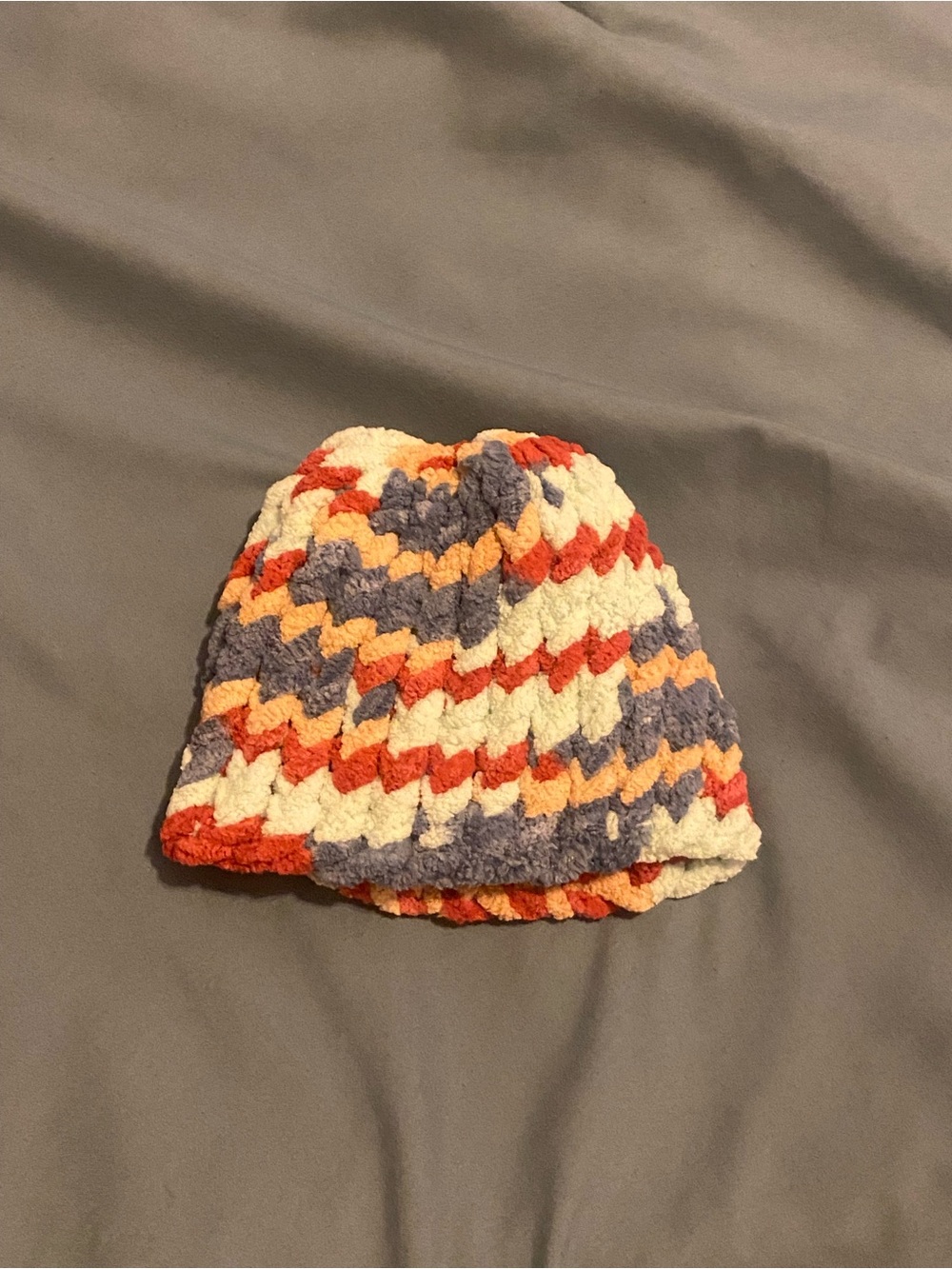 Hand Crafted Kids Chevron Knit Beanie in Cream, Purple, Orange, Red